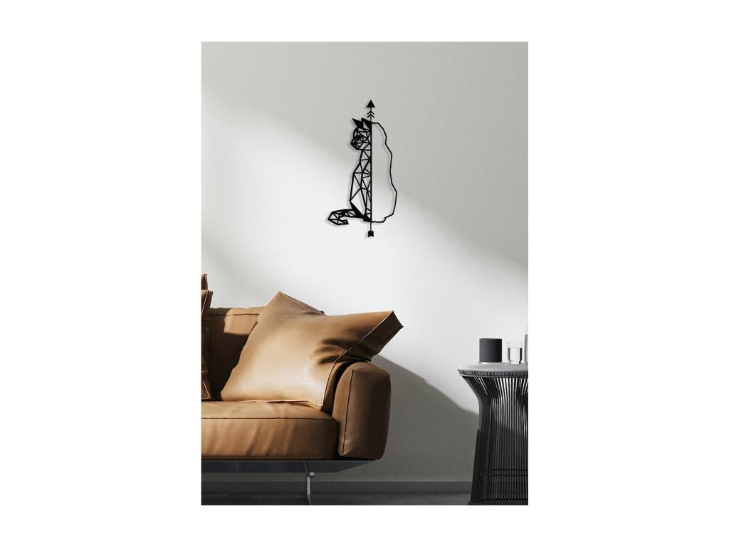 Decoración de Metal Gato 50, Negro, 30x0,15x60 cm, Casaplu