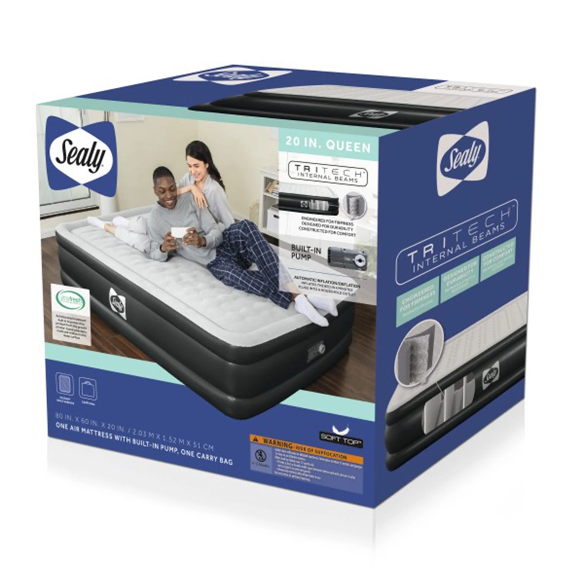 Sealy Tritech 20" Air Mattress Inflatable Bed Twin with Built-In AC Pump - Image 22