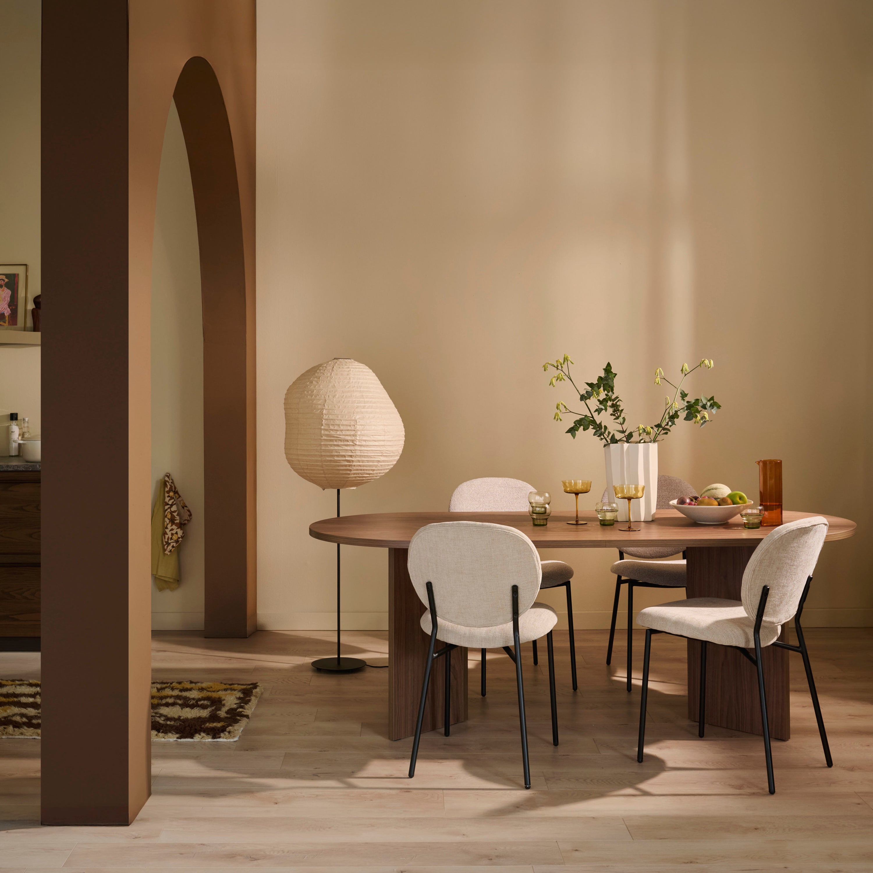 Blokker Loop Eetkamerstoel Chenille - Beige