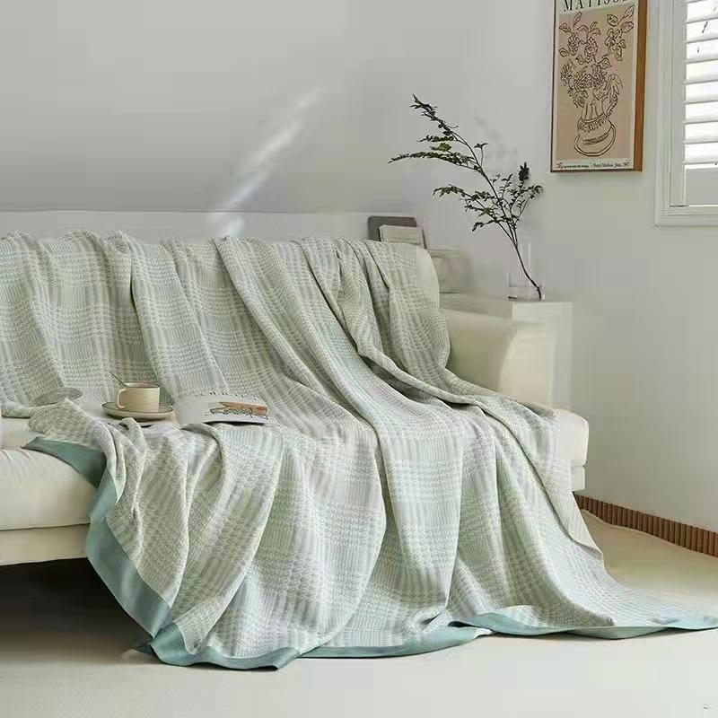 Multi Layer Bamboo Cotton Muslin Blanket Soft Hypoallergenic Lightweight Summer Air Conditioning Sofa Throw