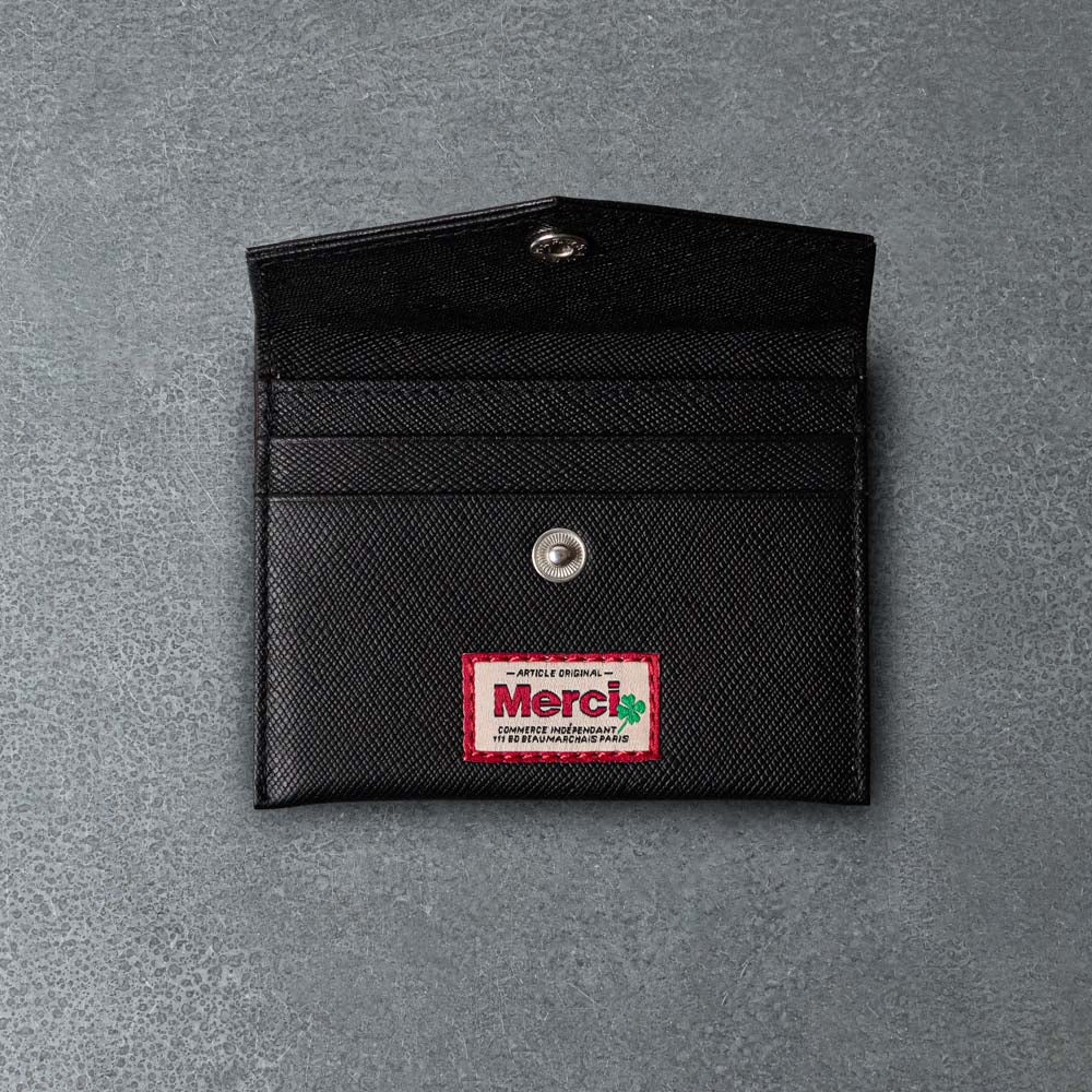 Merci - Porte Carte à Rabat - Noir