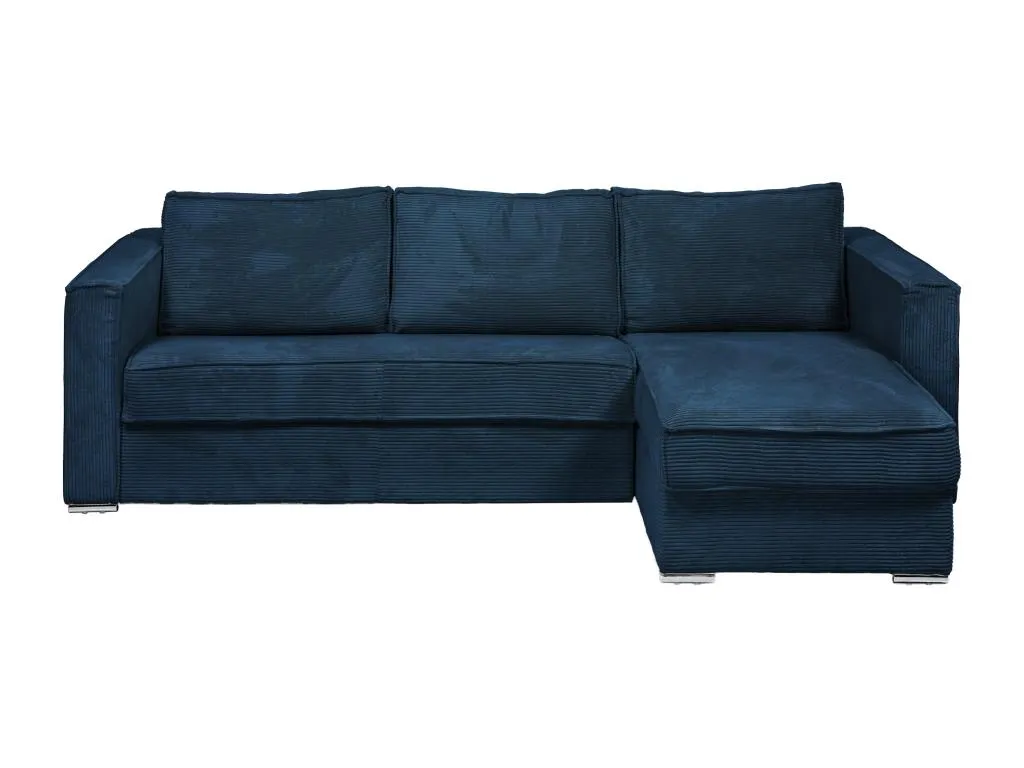 Sofá cama rinconero con apertura italiana y reversible de pana azul noche - Somier de lamas amplias de 160 cm - Colchón de 22 cm Hogarve nkkf03073