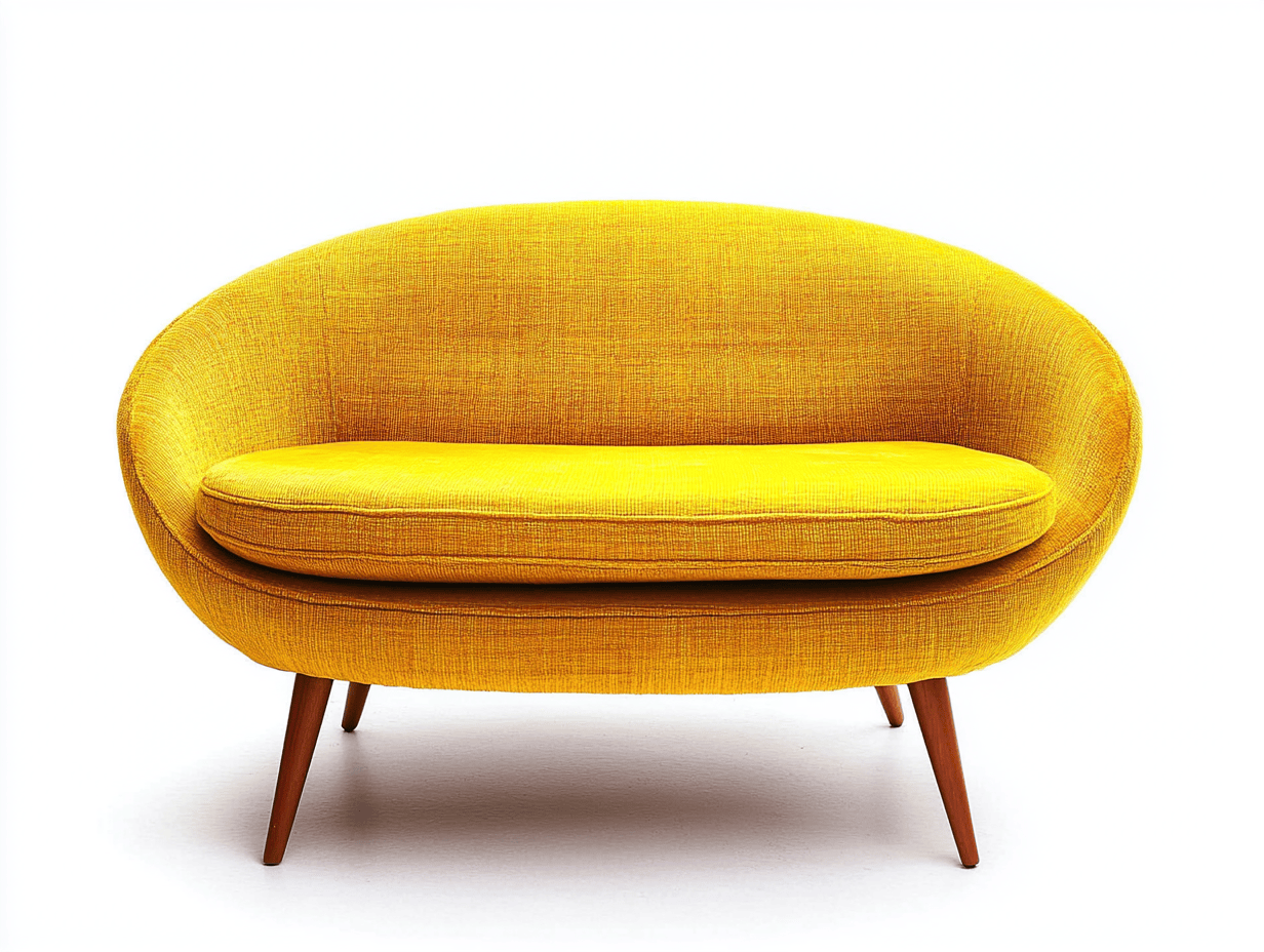 Sofá de tela amarilla moderno estilo mid-century para sala de estar 130x80x75 cm