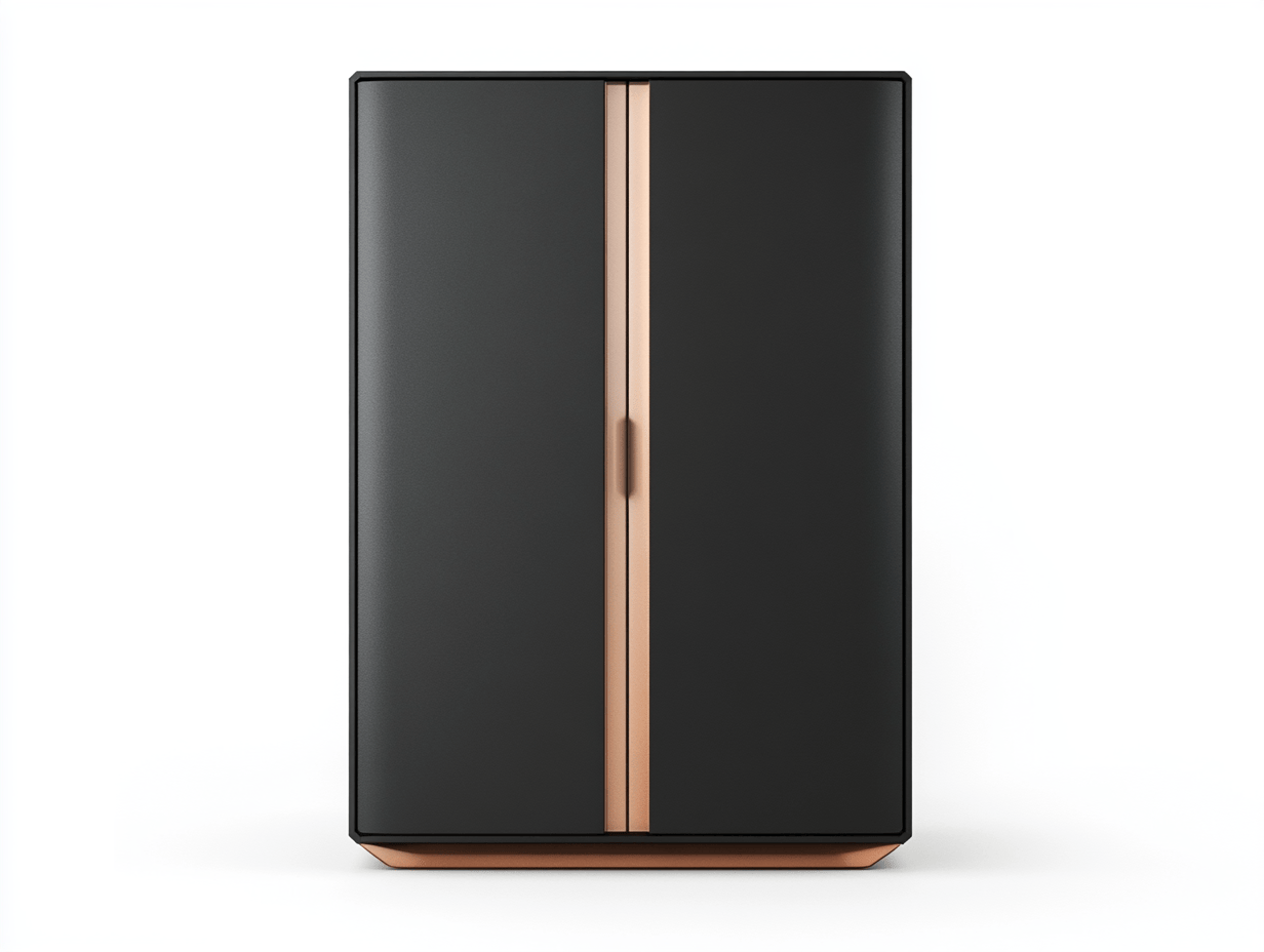 Armario compacto 90×180 cm – acabado negro mate con detalles en cobre – estilo moderno minimalista