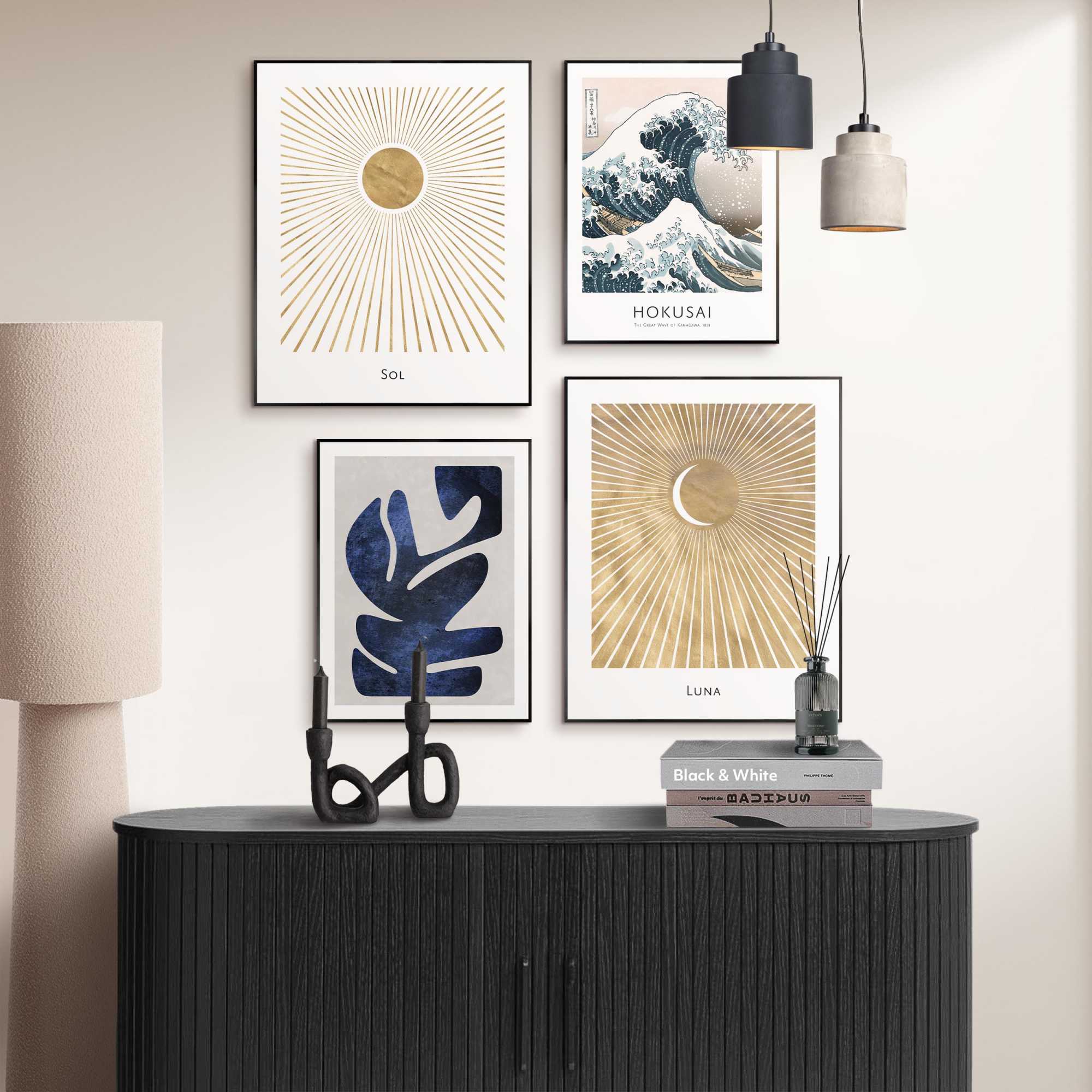 Reinders - Hokusai de grote golf set - Wanddecoratieset in verschillen