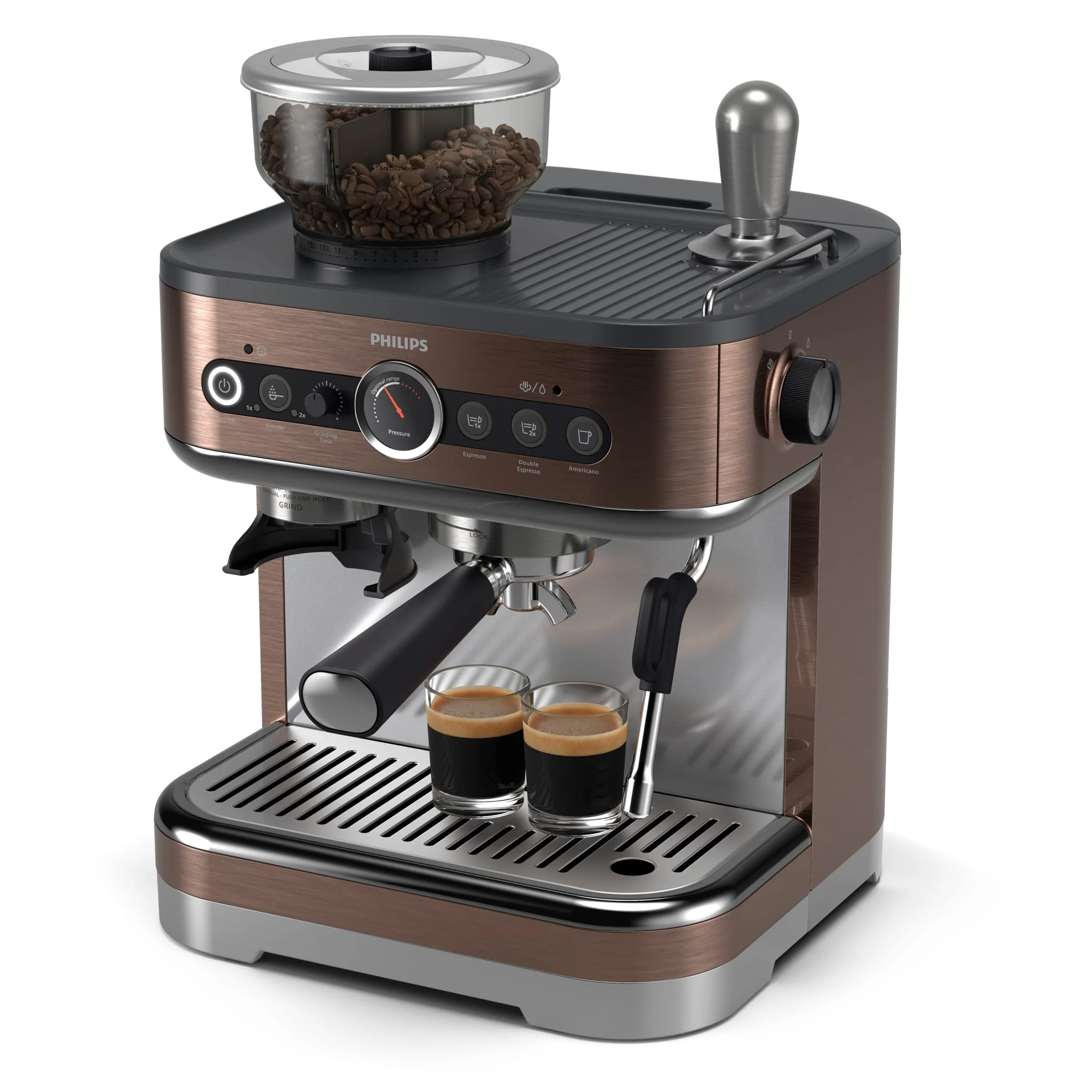 Philips Barista Brew Semi-Automatic Espresso Machine with Milk Frother, Silver Metal - Image 7
