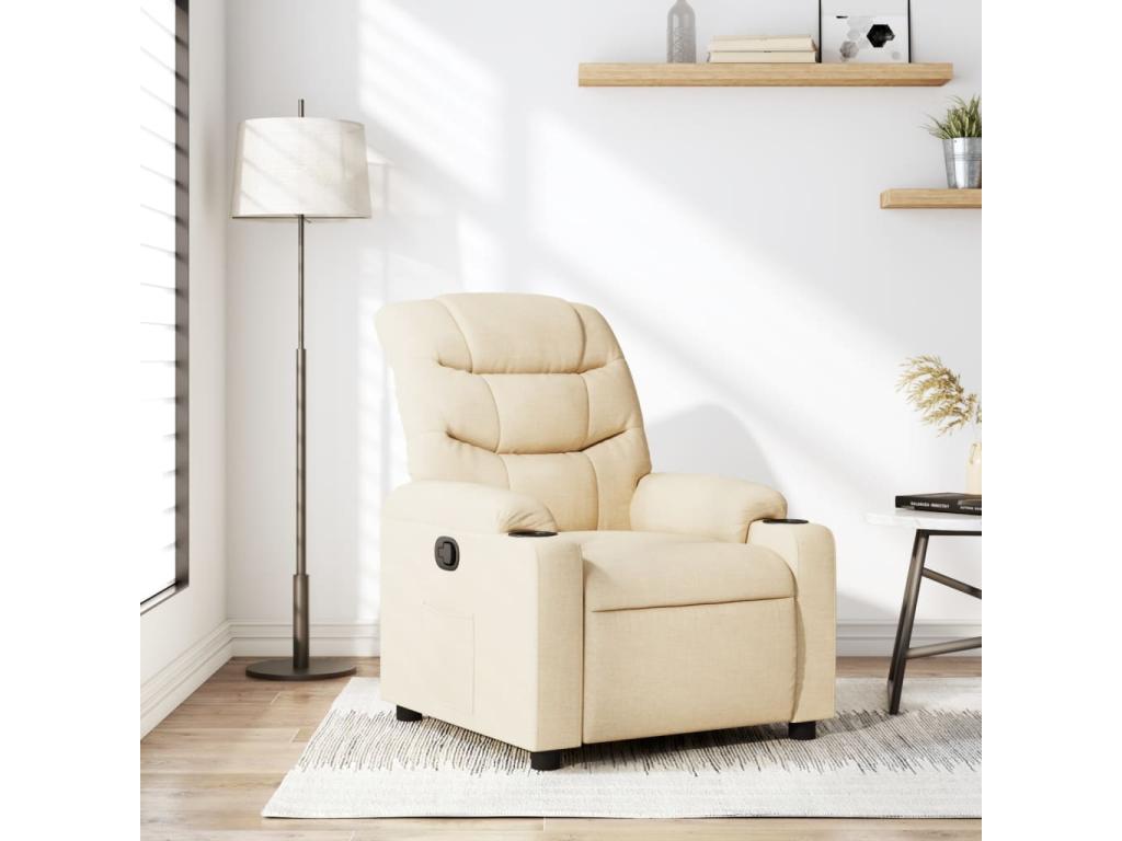 Sillón reclinable de tela crema