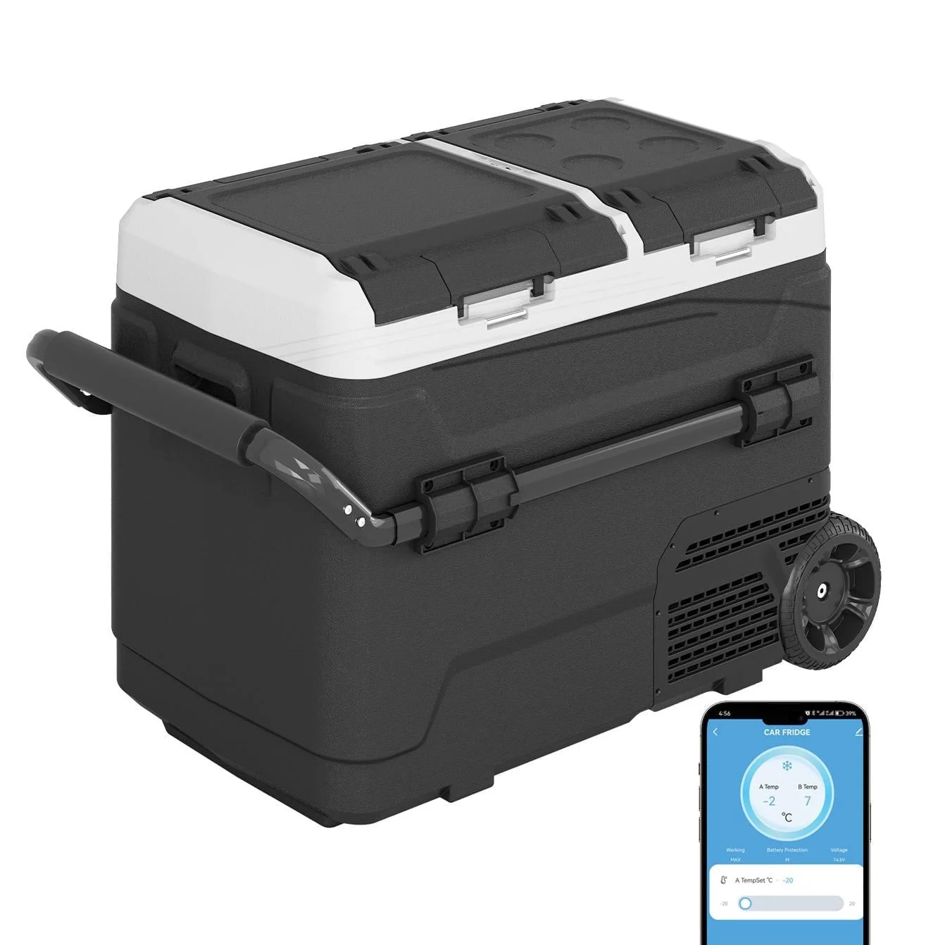 DISHUP 12V Portable Car Refrigerator, 53QT(50L) Electric Cooler with Dual Zone,DC & AC,Ideal for RV, Camping, Travel, Truck - Image 9