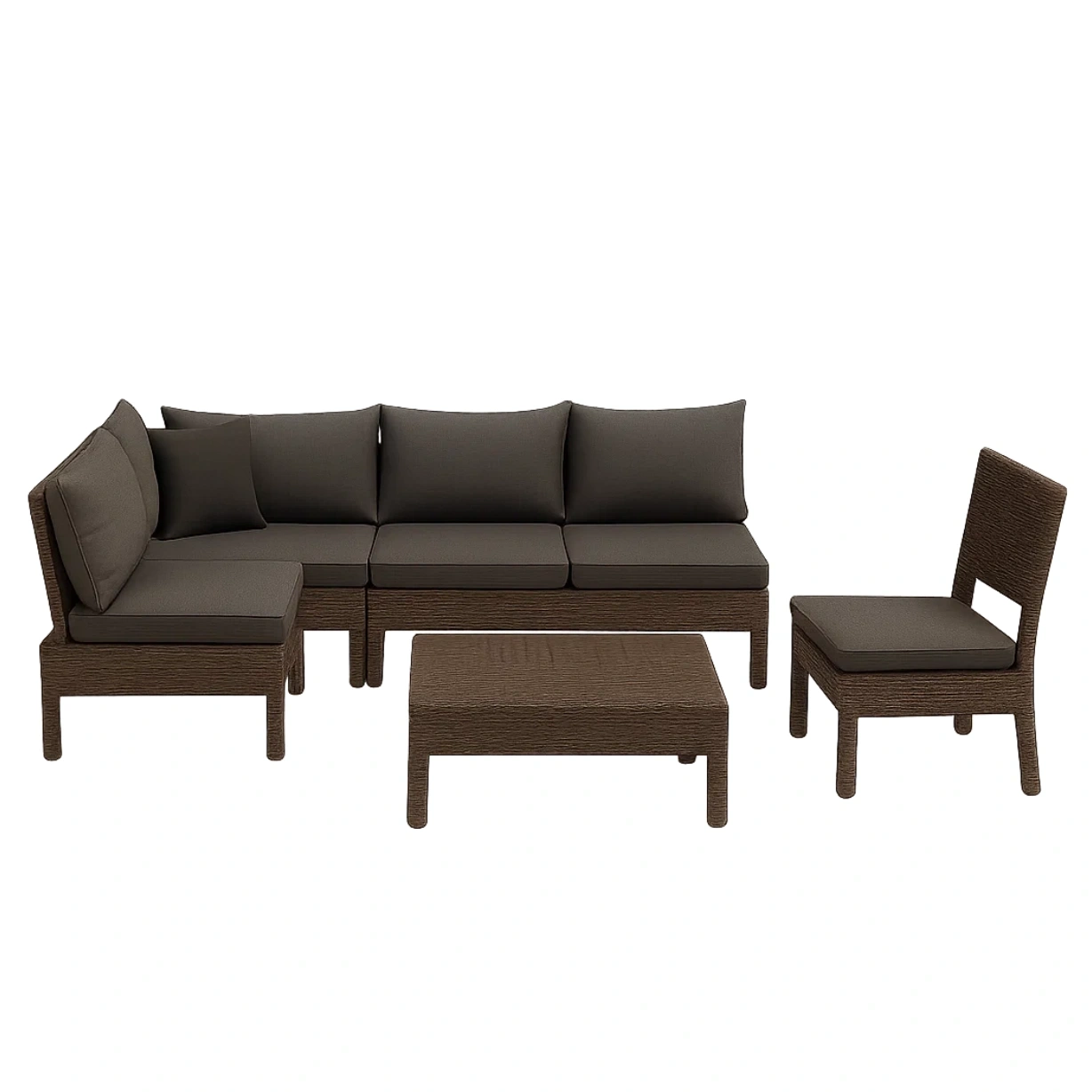 Muebles de salón para jardín 5 plazas,rattan,marrón y gris,modular,resistente a la intemperie,sofá 180x80x70 cm,silla 60x60x70 cm,mesa de café 80x40x35 cm - fN7f2TnfzHyS