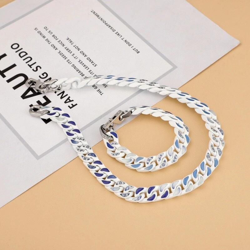 Louis Vuitton Blue Sky and White Clouds Monogram Bracelet Necklace - Original Replica Club
