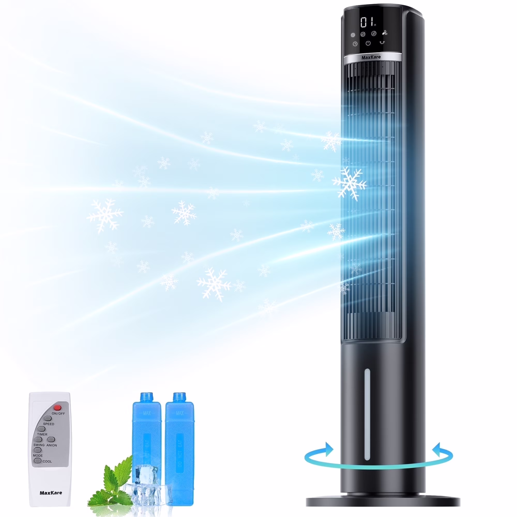 MaxKare 40" Evaporative Air Cooler, 3 Modes, 12H Timers, Oscillating Tower Fan White - Image 3