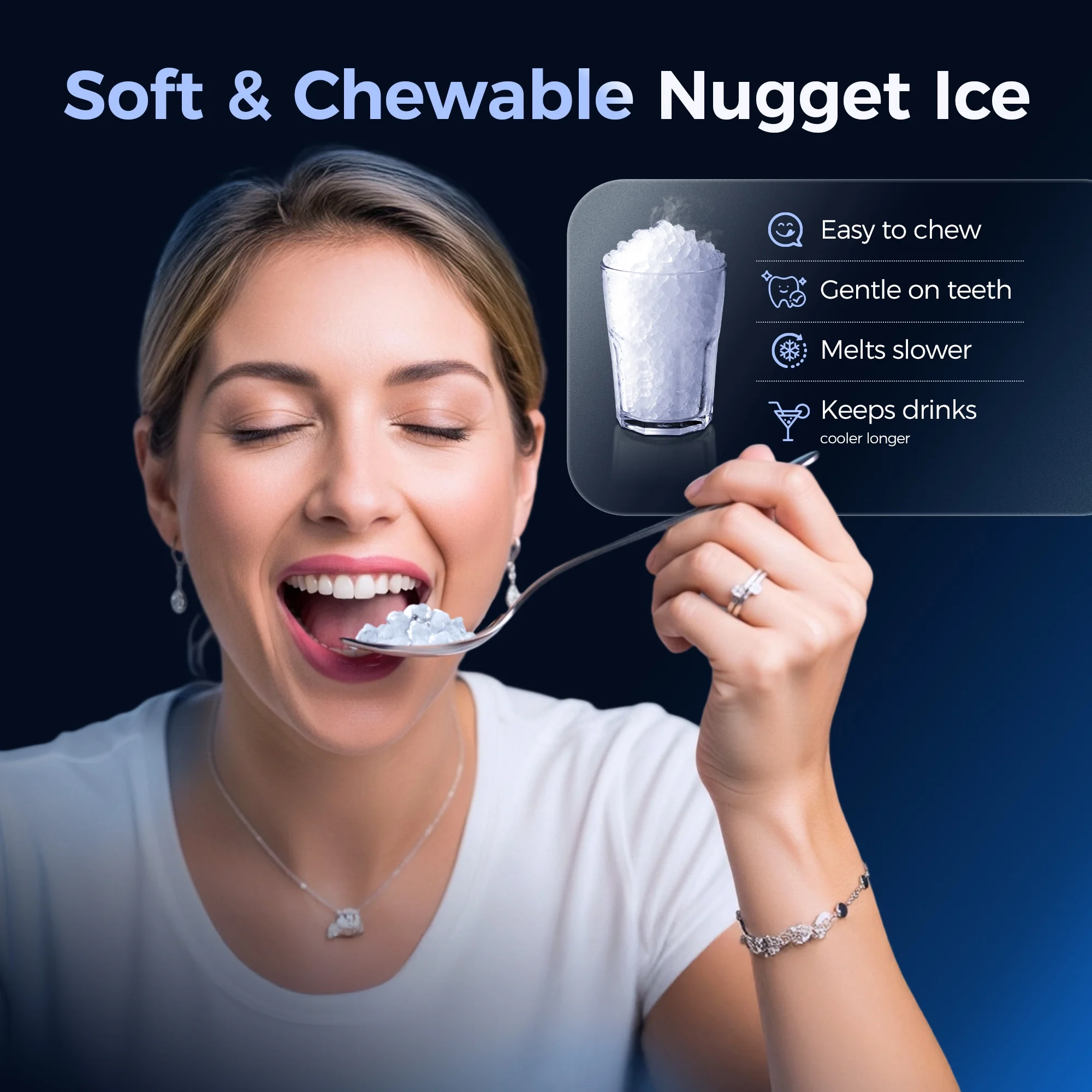 Simzlife Nugget Ice Maker Countertops, 35.9lbs Per Day Portable Pebble ice machine, Crushed Sonic ice maker with Soft Chewable Ice for Home, Party, RV, Camping, Stainless Steel Silver - Image 5