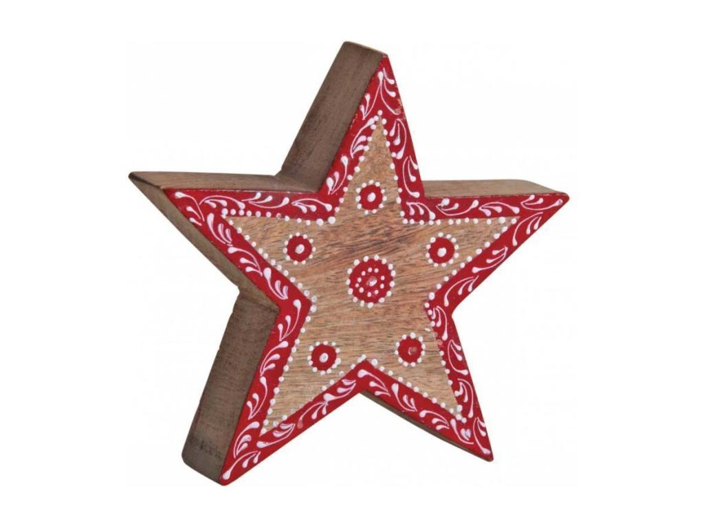 Estrella de mango roja y blanca