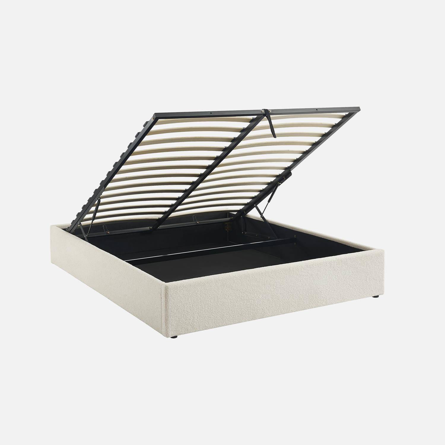 Devon - Cama con somier abatible, acabado borreguito
