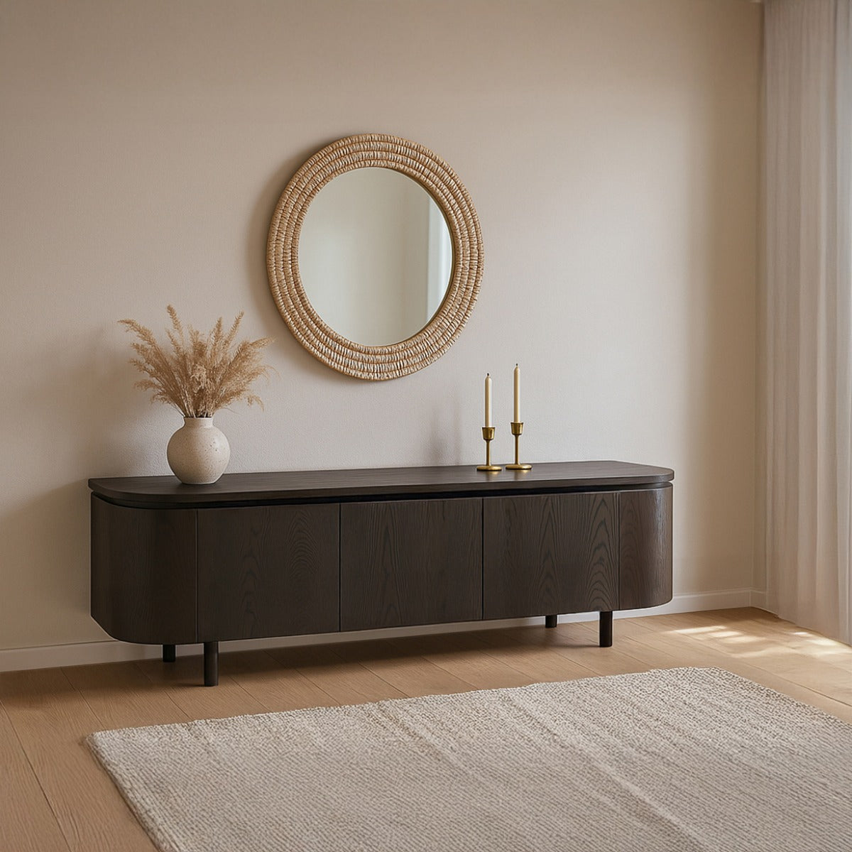 Livingfurn - Tv-meubel Bruin Eikenfineer - 170x43x56cm - Tobago