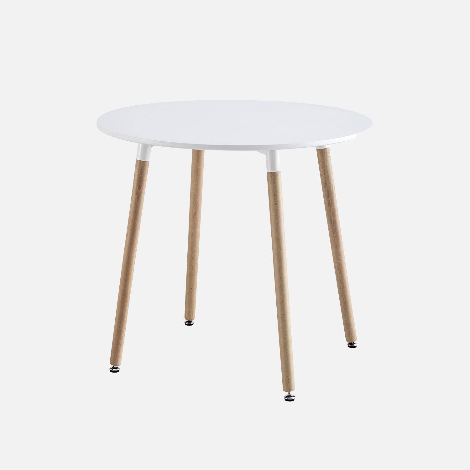 Hedvig - Mesa de comedor redonda de MDF y madera de haya, 80cm