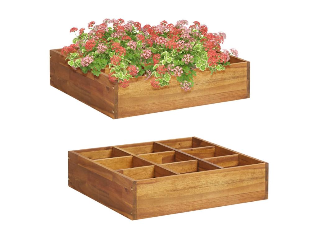 Decoratodo levada para hierbas Madera maciza de acacia 60x60x15 cm