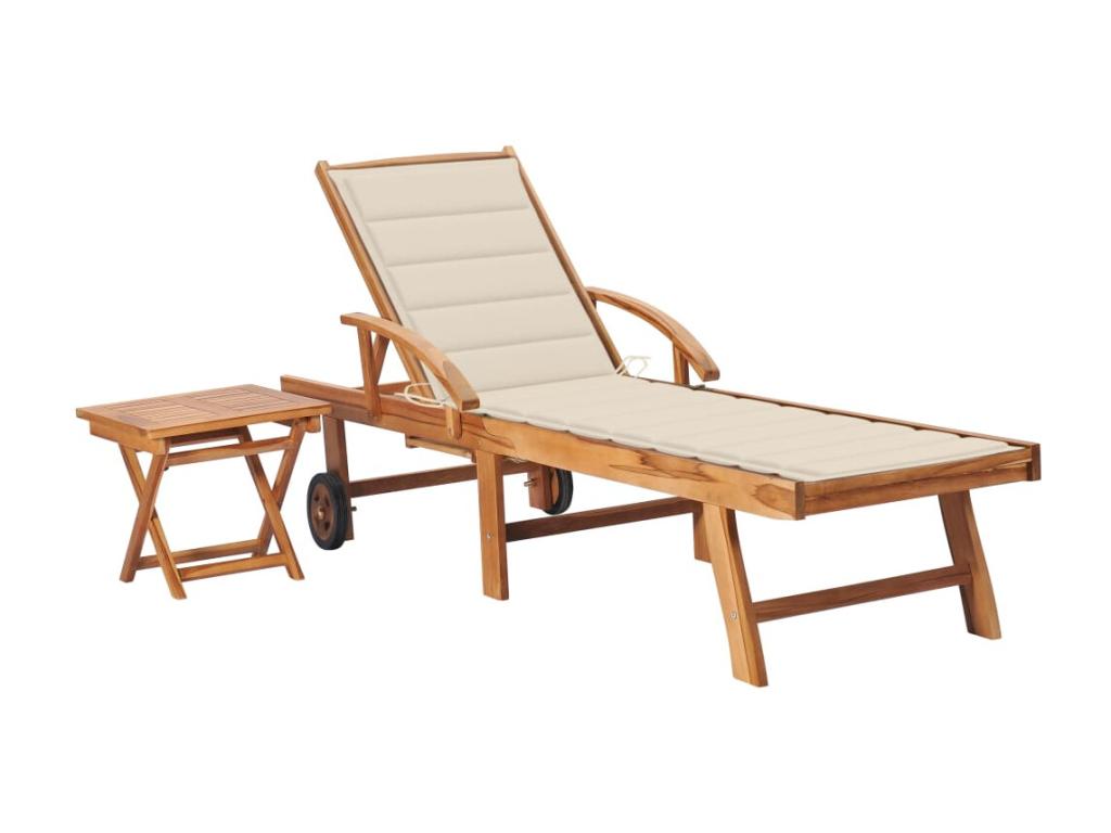 Sillón con mesa y cojín Madera maciza de teca