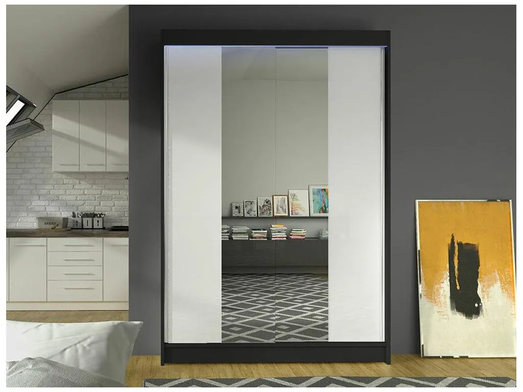 Armario Luxmbls 148 Negro | Blanco 200x120x58cm Puertas de armario - Correderas ZMQT70318