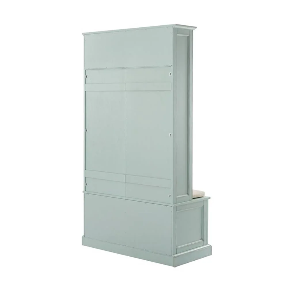 Bowery Hill Traditional Wood Hall Tree in Seafoam Blue/Oatmeal - Image 8
