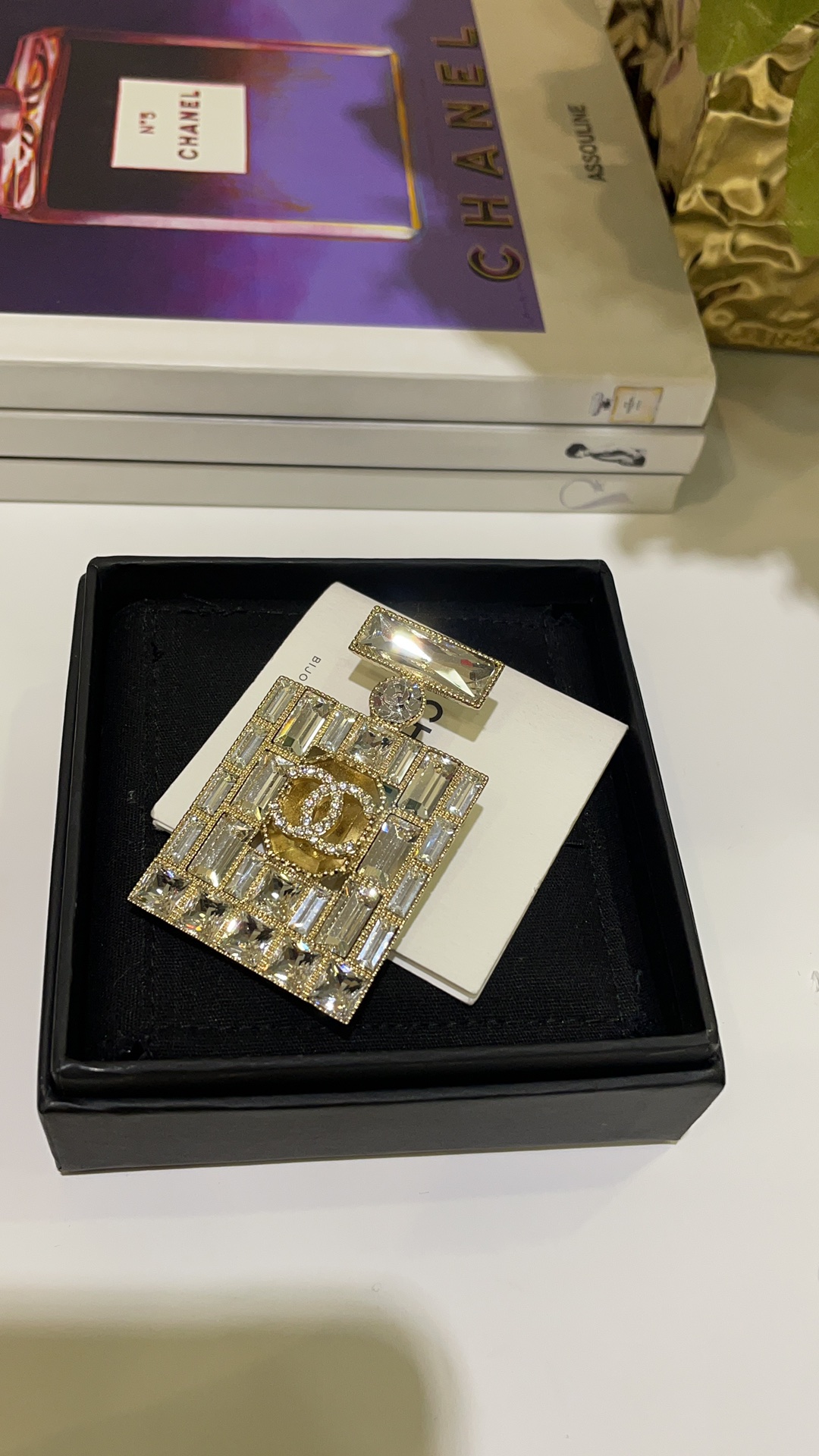 Chanel Rhinestone Perfume Bottle Brooch - Original Replica Club