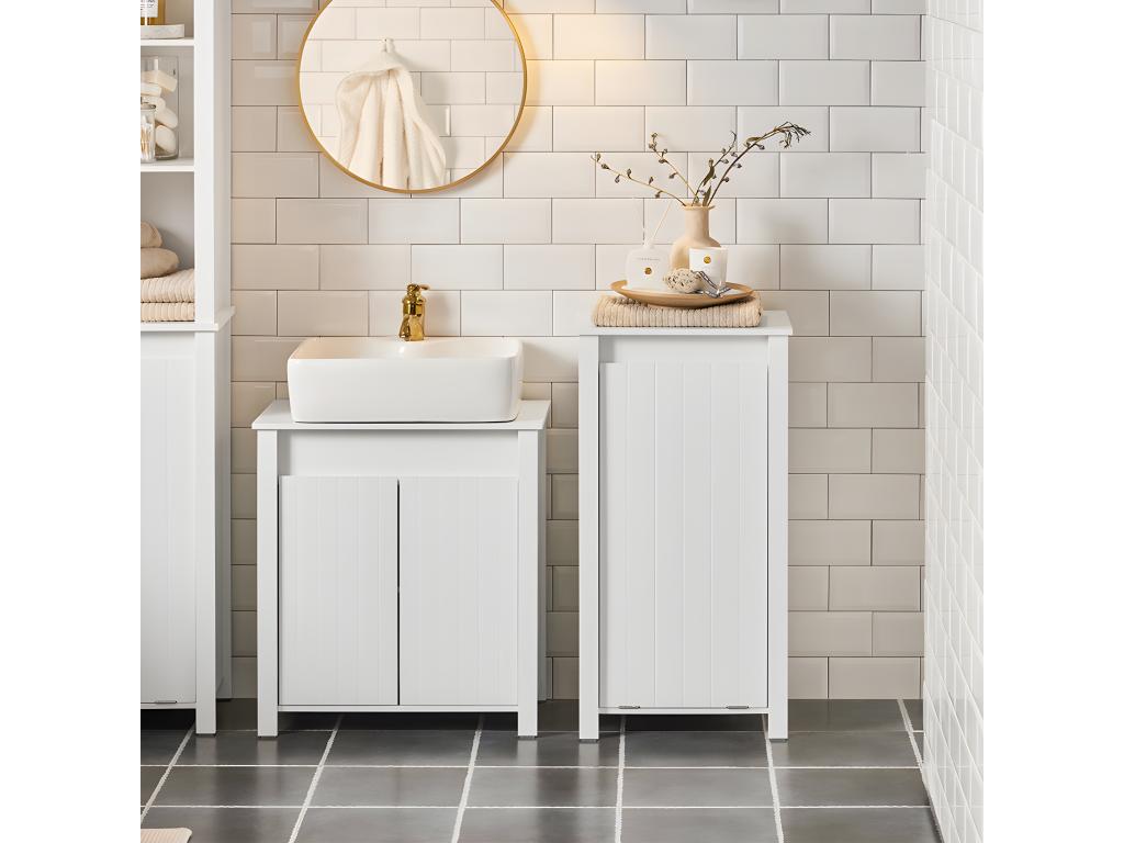 Cesto para Ropa Sucia Armario Multifuncional de Baño con 1 Cesto Blanco 45 x 35 x 85 - 5 cm BZR100-W Cozetiq