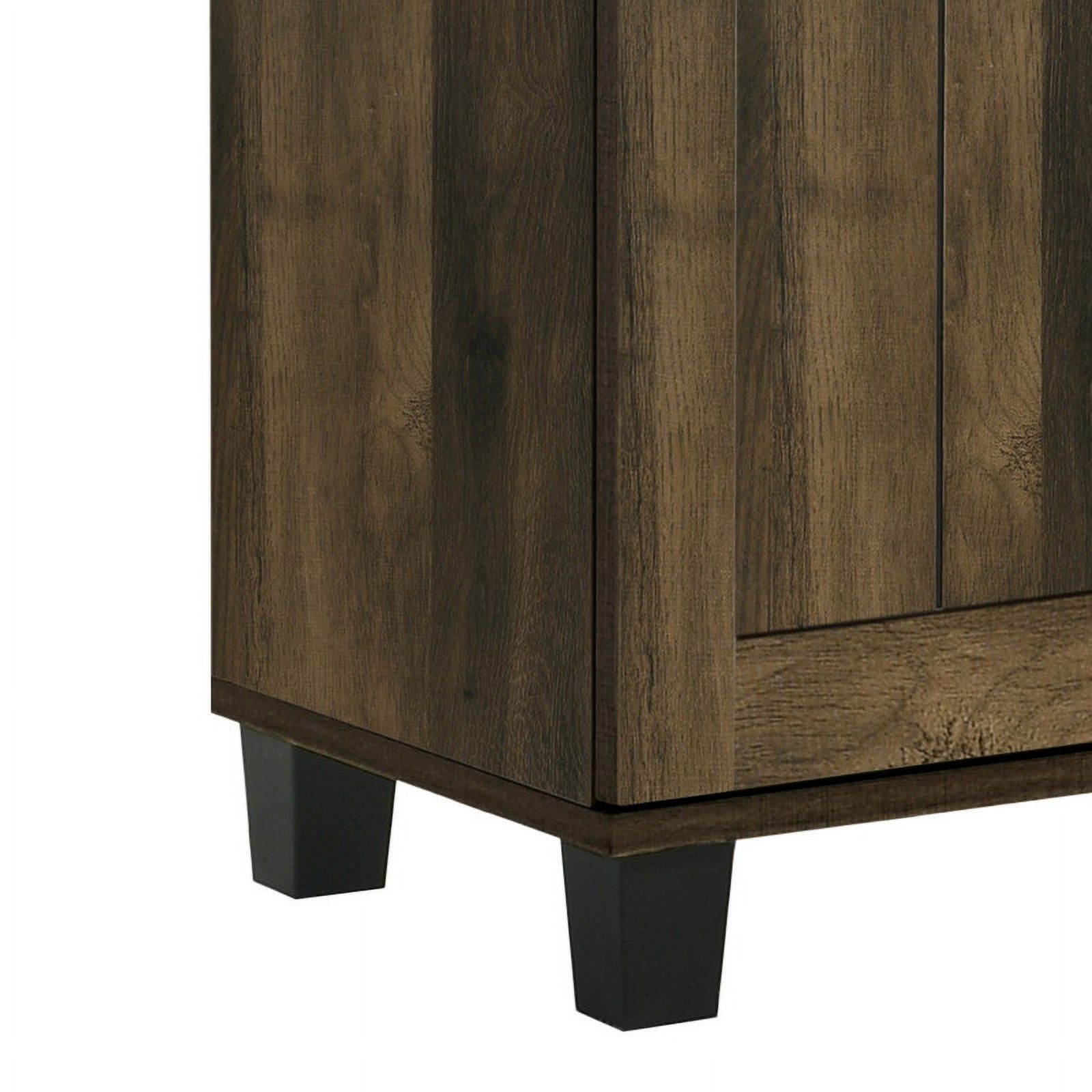 Qumbnk Wood Shoes Storage Cabinet with Handle, 3 Door Accent Cabinet for Living Room, Bedroom, Dark Brown - Image 5