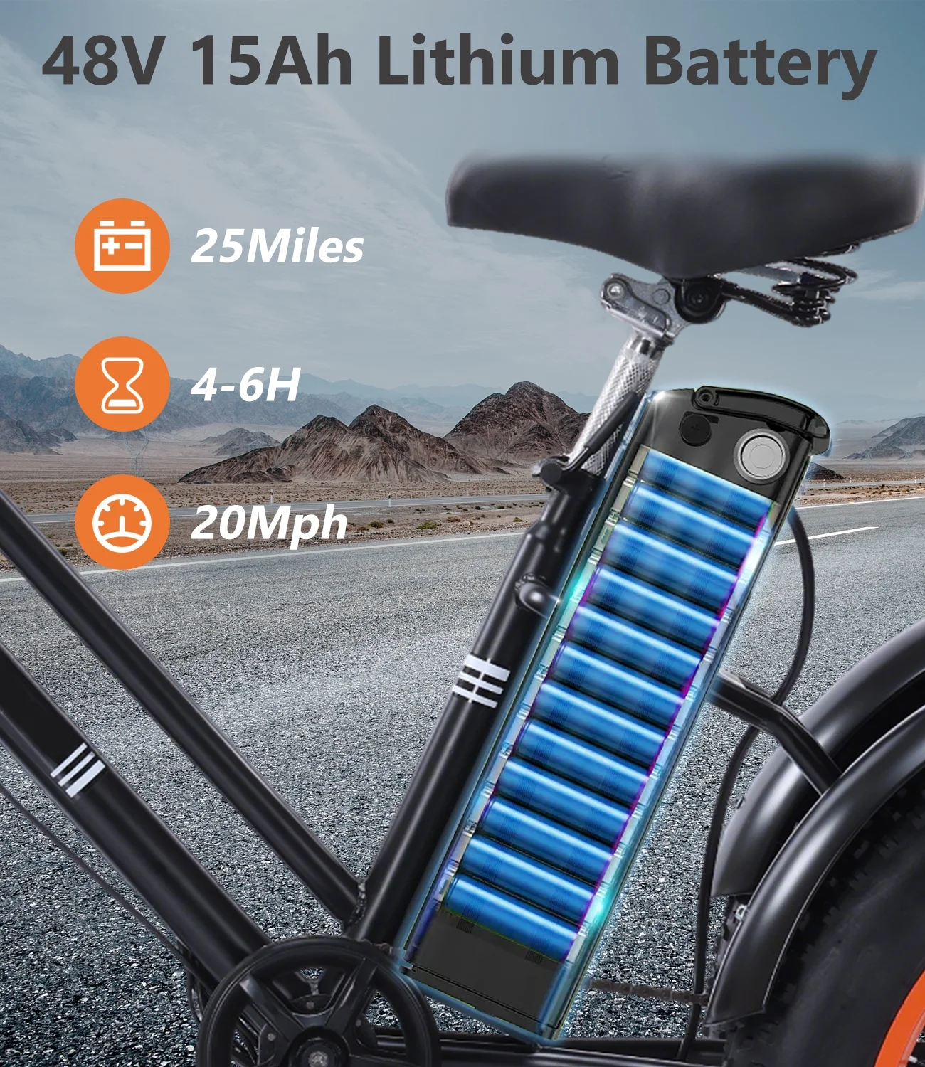 YEBEI Electric Tricycle for Adults Folding E-Trike Motorized Tricycle Electric 3 Wheels Trike Powerful 500W Motor Electric Tricycle 48V15AH Lithium Battery Max 20MPH 20*4.0- Fat Tire Orange - Image 26