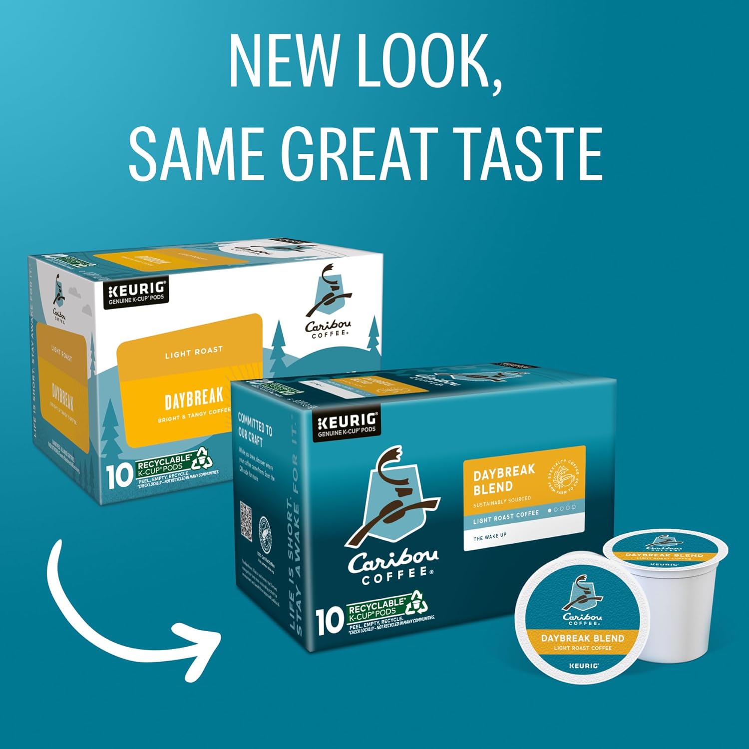 Caribou Coffee Daybreak Blend Keurig Single-Serve K-Cup Pod. Light Roast Coffee(Pack of 6. 60 Count Total)