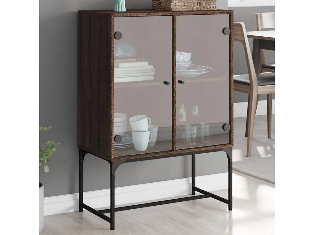 Armario auxiliar puertas de vidrio marrón Prietocasa 69x37x100 cm