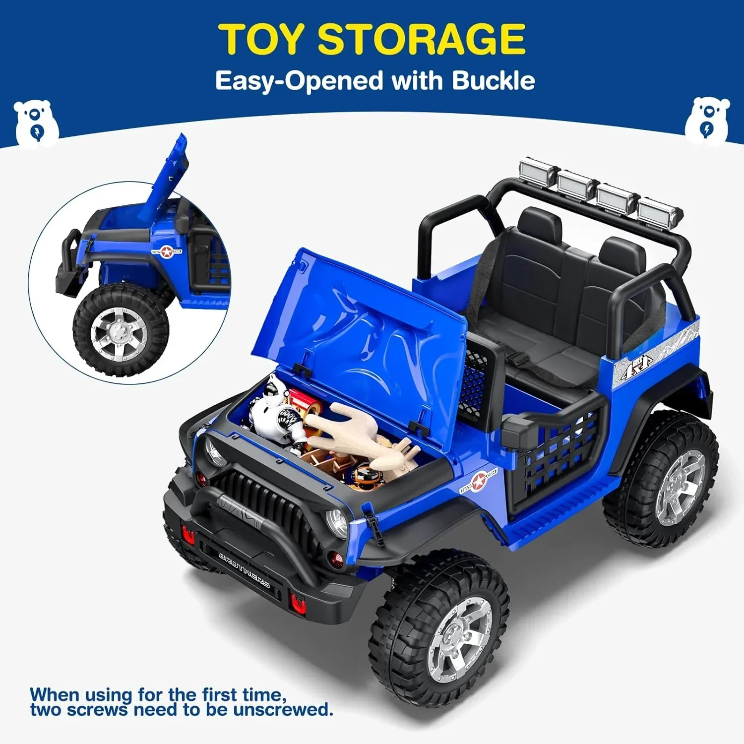 L8 Ride On Car 2 Seater 12V Kids Electric Car Remote Control 4-Wheel Suspension Bluetooth Speaker