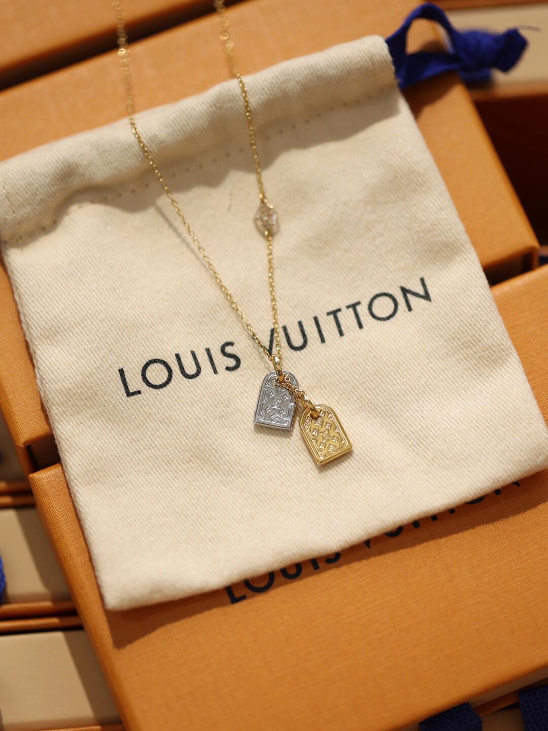 Louis Vuitton Gold and Silver Tags Pendant Necklace - Original Replica Club