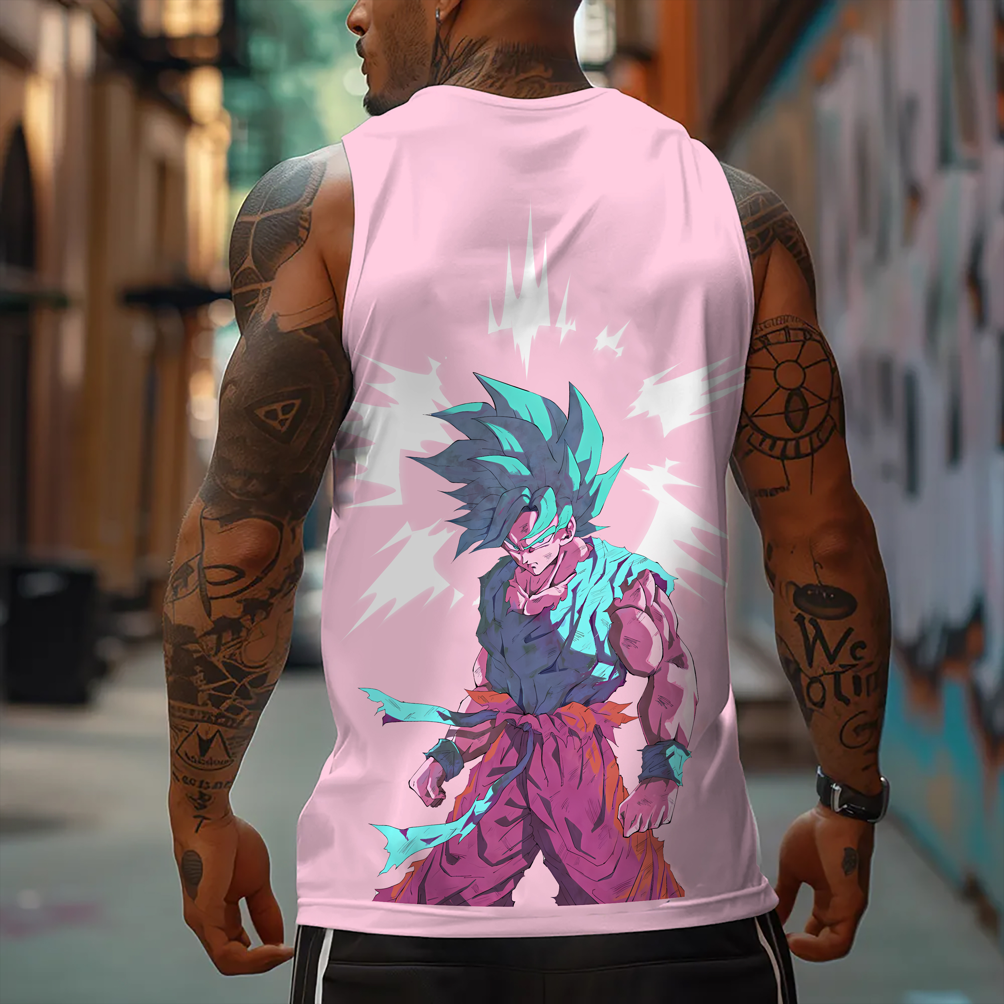 Oversized Anime Print Gym Tank Top丨Comicssoul