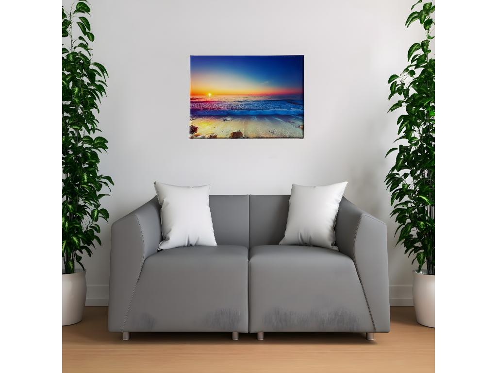 Impresión sobre Lienzo Puesta de Sol sobre el Mar, Multicolor, 100x3x70 cm, Tucasago