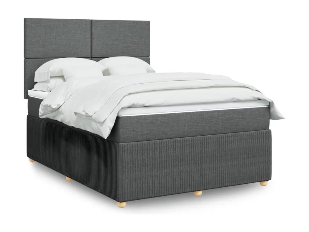 Cama box spring con colchón tela gris oscuro 140x200 cm rcs3518916