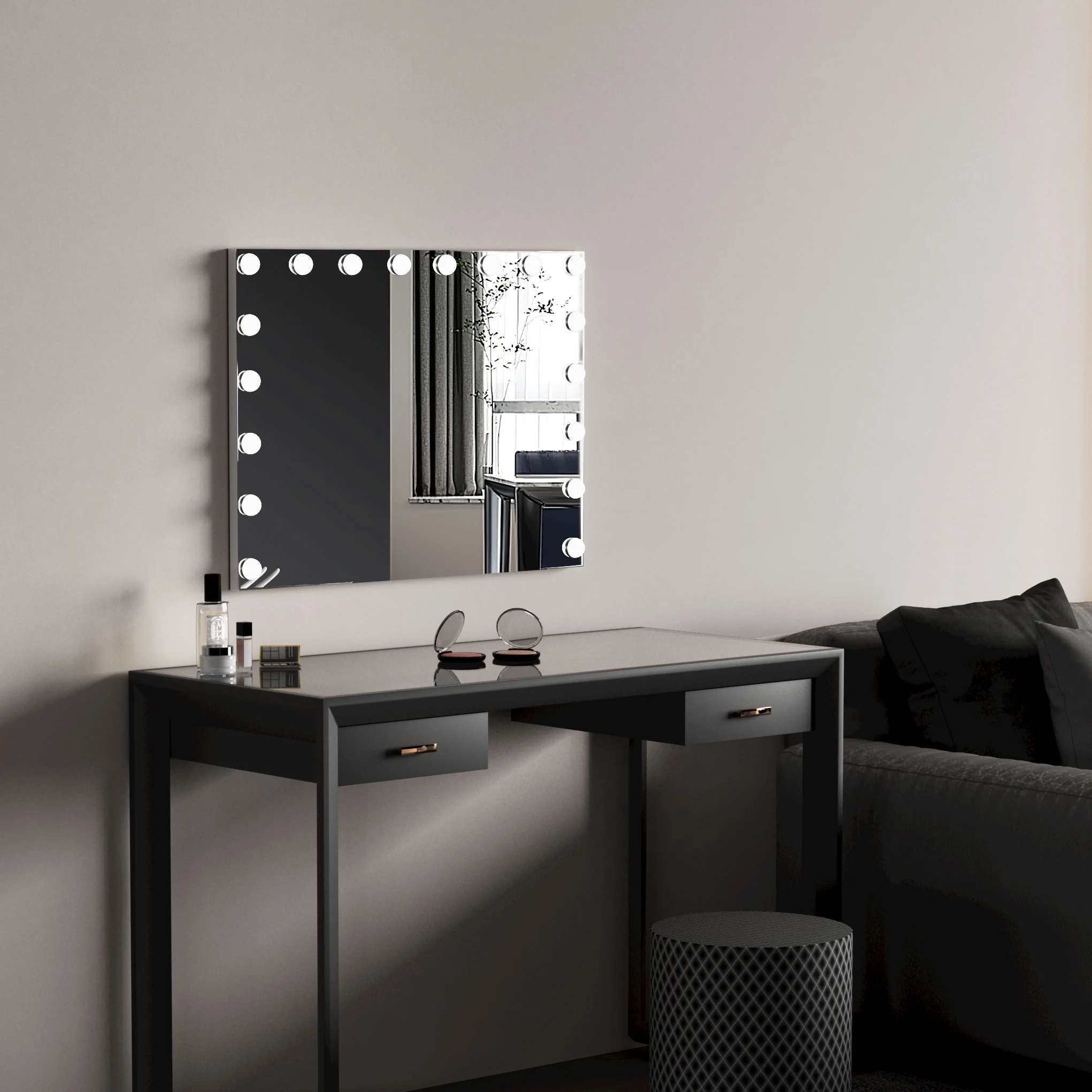Fenchilin 32"x23" Vanity Mirror with Lights USB Charging Tabletop Wall Mount Metal White - Image 5