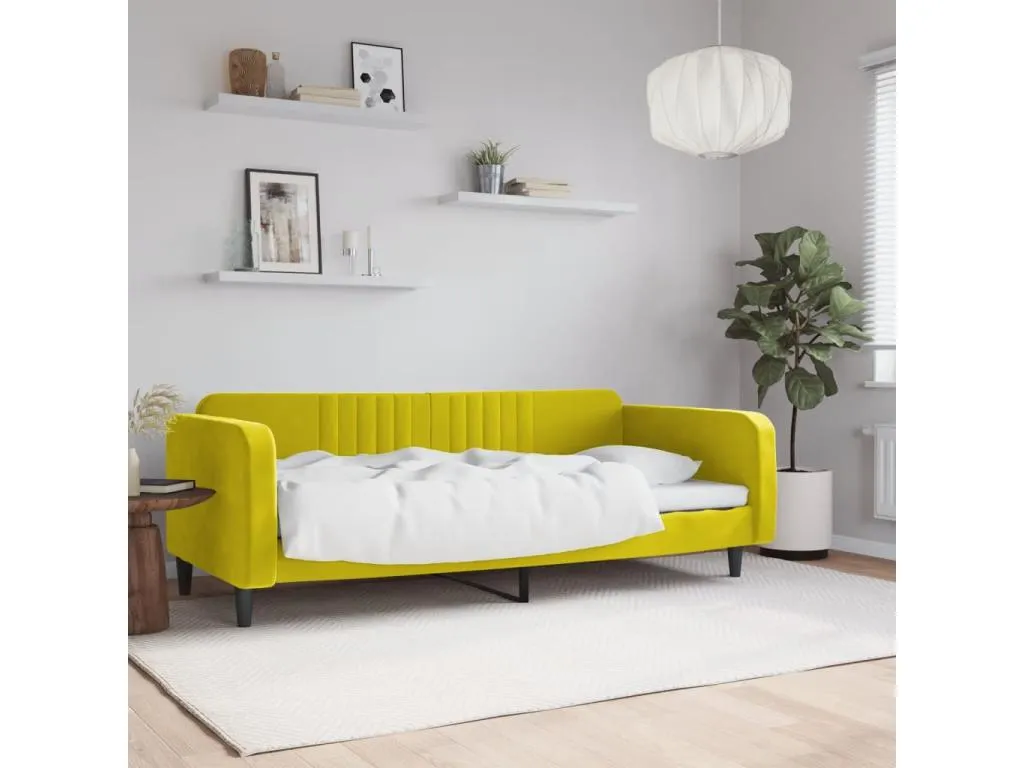 Sofá cama sin colchón terciopelo amarillo 100x200 cm