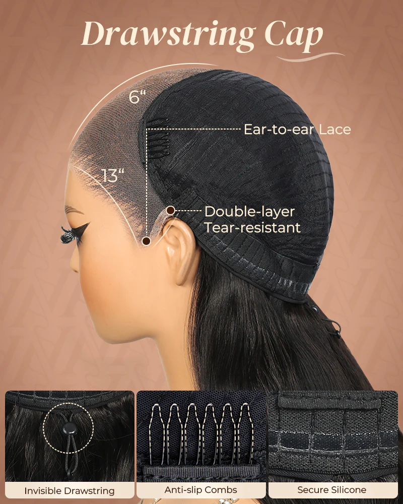 Pure-Luxe™ Silky Straight Natural Black Easy Wear Glueless 13x6 Ultra-Dense Human Hair Wig Pre-Cut Lace