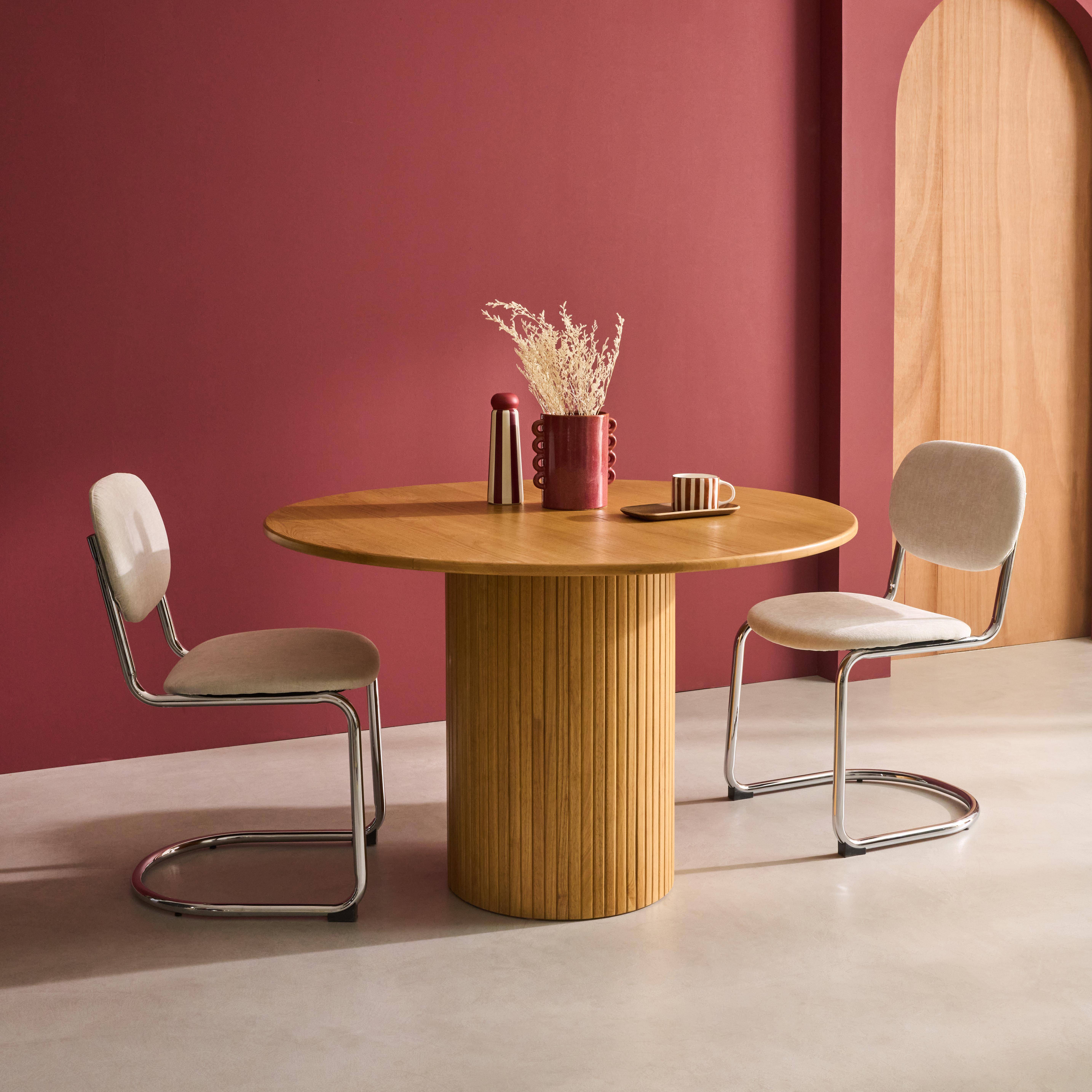 Estelle - Mesa de comedor redonda de madera, 4 plazas