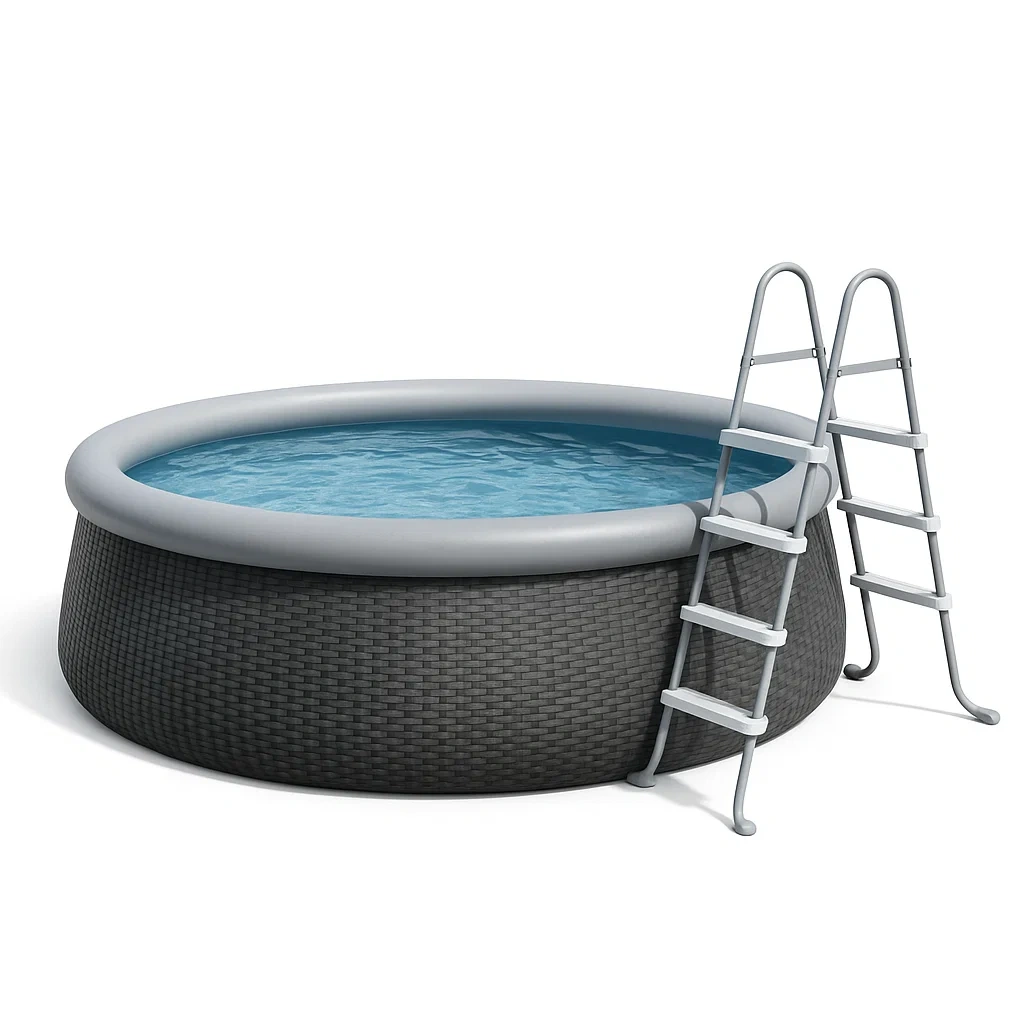 Piscina desmontable redonda con depuradora negro/gris 366x76 cm zUYZOxKI44Pl