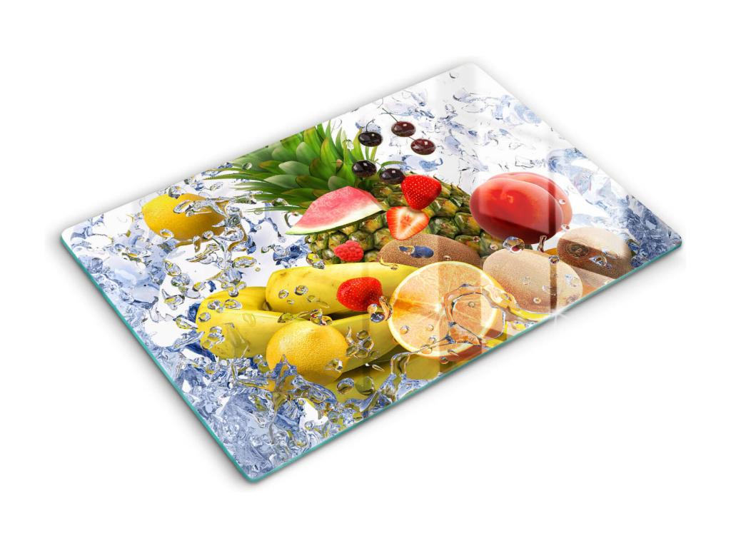 Tabla de cocina rectangular de cristal, 80x52 cm Frutas jugosas y agua