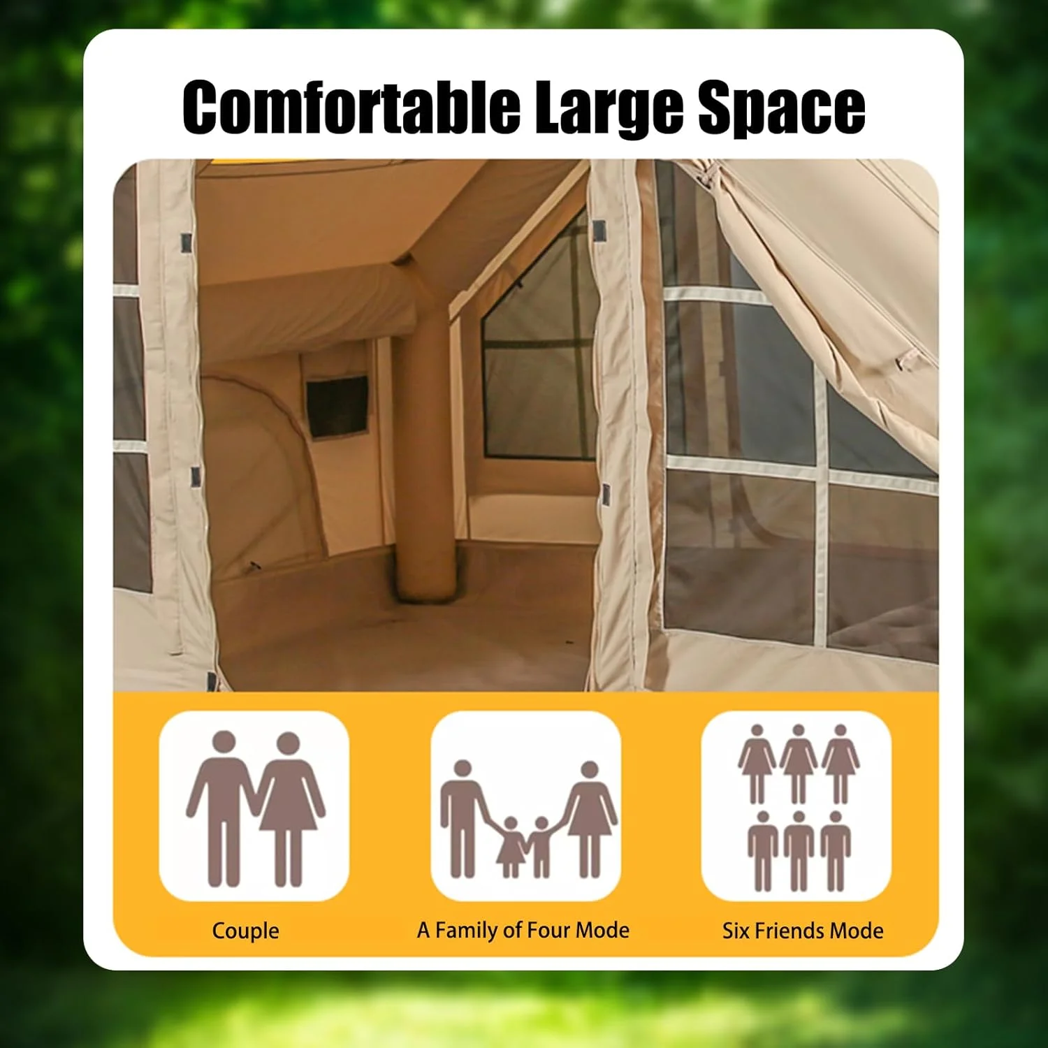 Inflatable Camping Tents With Hand Pump, Air Glamping Tents, Easy SetupWaterproofand Windproof Blow Up Tent, 4 Seasons Oxford Cabin Tent With esh &ChimneyWindow. - Image 2