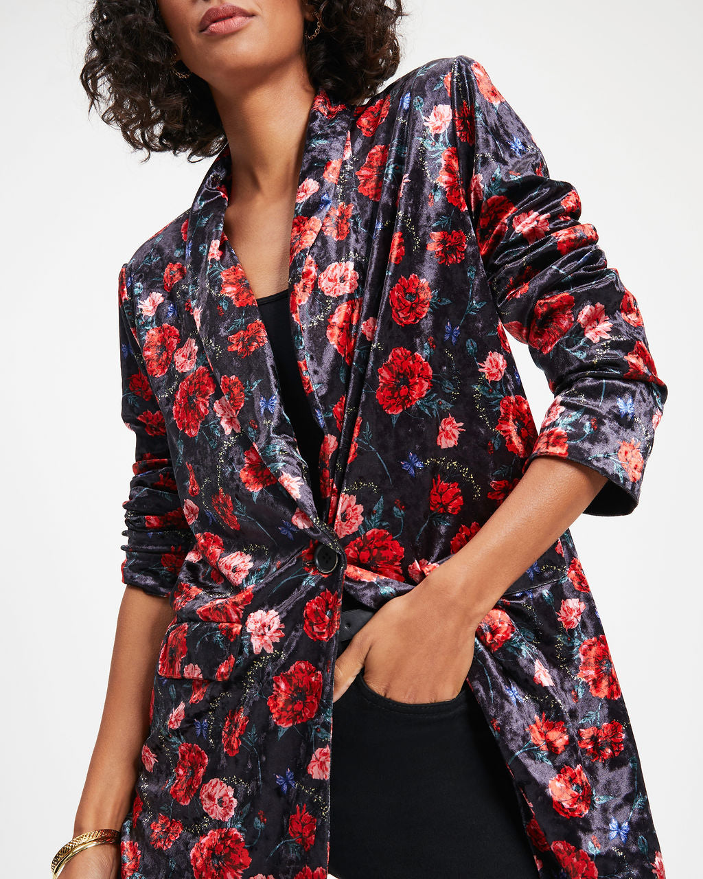 One Final Rose Pocketed Velvet Blazer - FINAL SALE - Se7enfashion