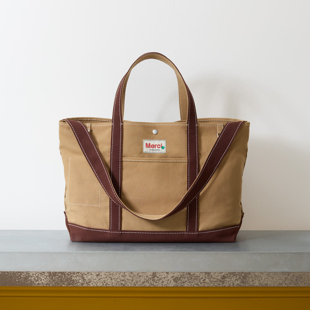 Merci - Cabas Candide en coton XL - Khaki Marron