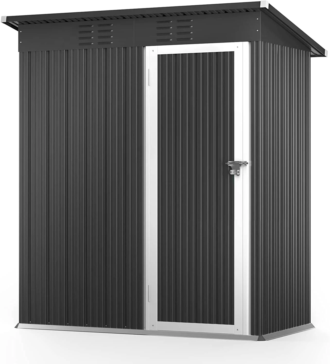 5' x 3' Outdoor Storage Shed, Metal Outdoor Storage Cabinet with Single Lockable Door, Waterproof Tool Shed,Gray - Image 11
