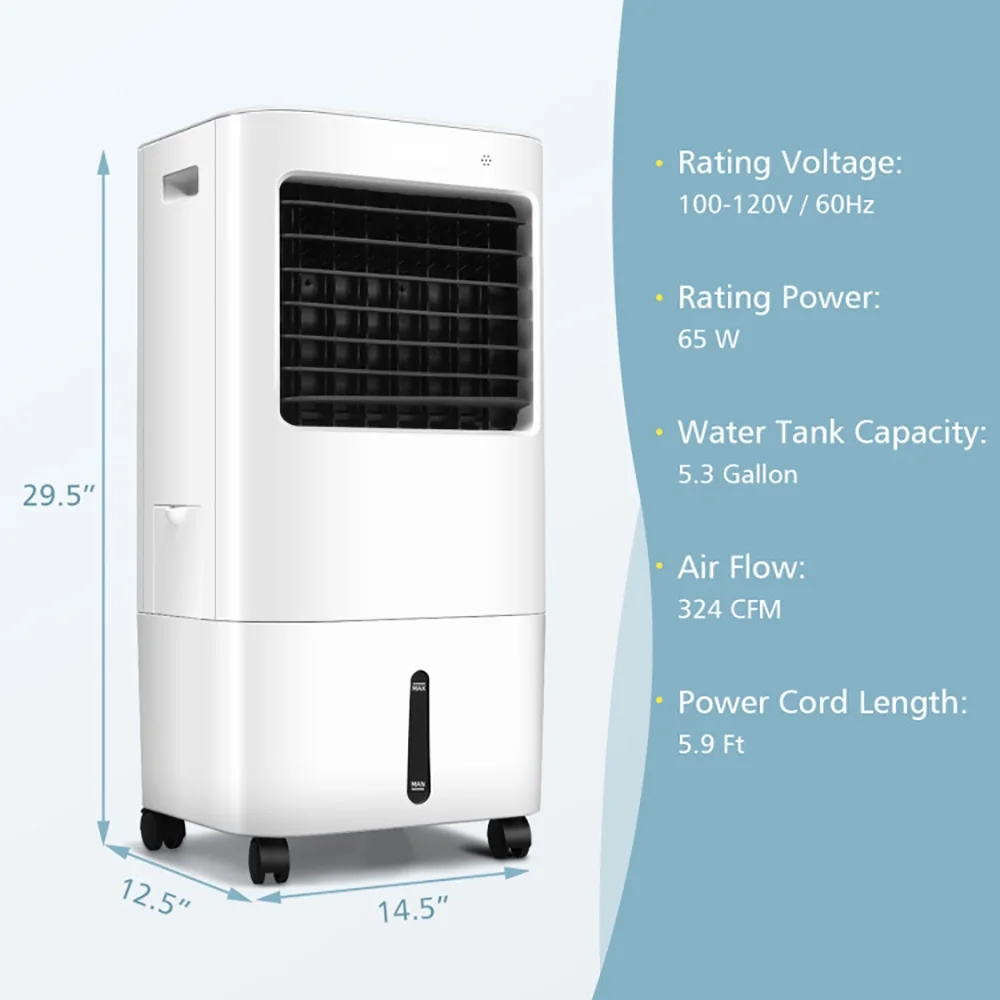 Spaco Evaporative Portable Air Cooler Fan w/ Remote Control, Air Conditioners, Mist Cooling Fan, Portable Ac Units for Rooms, Bedroom, Office, White - Image 5