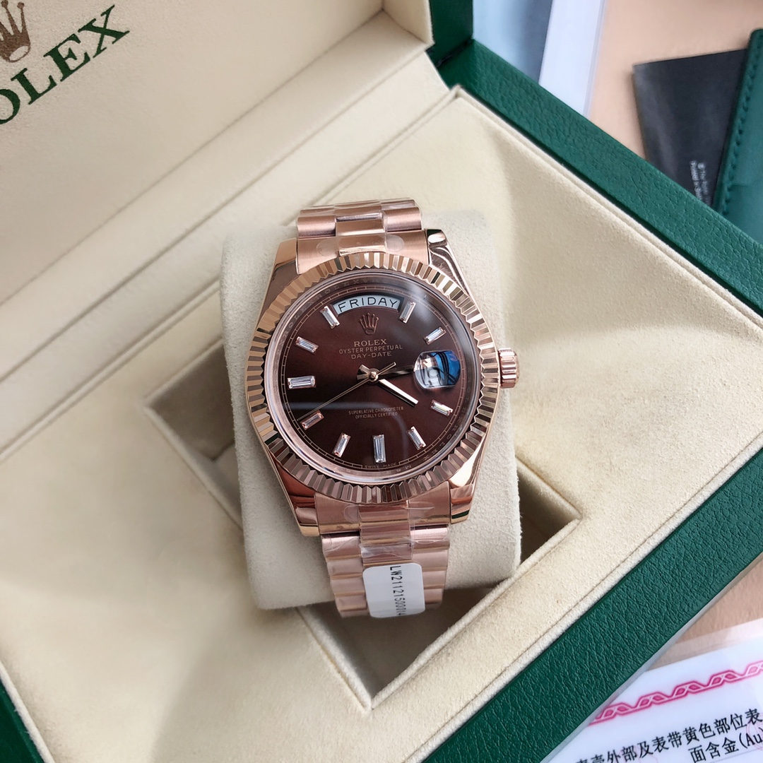 Rolex Day-Date 118235 Everose Gold Case Chocolate Dial 36mm Unisex Replica Watch
