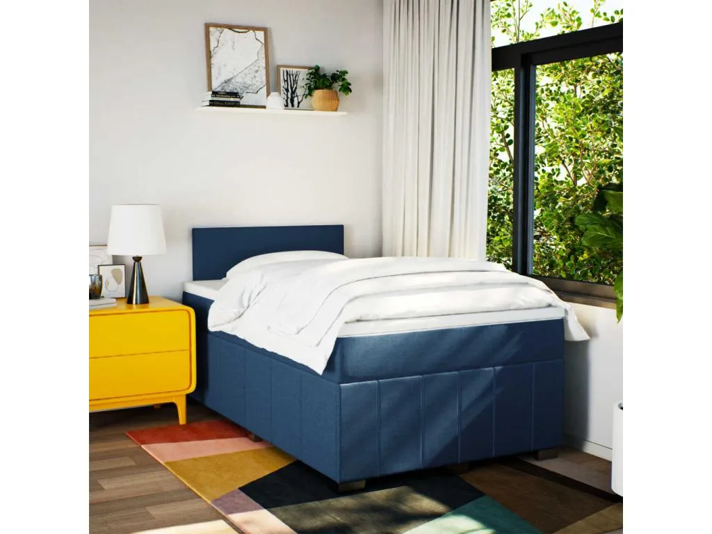 Cama box spring con colchón tela azul 120x190 cm yzx3519717