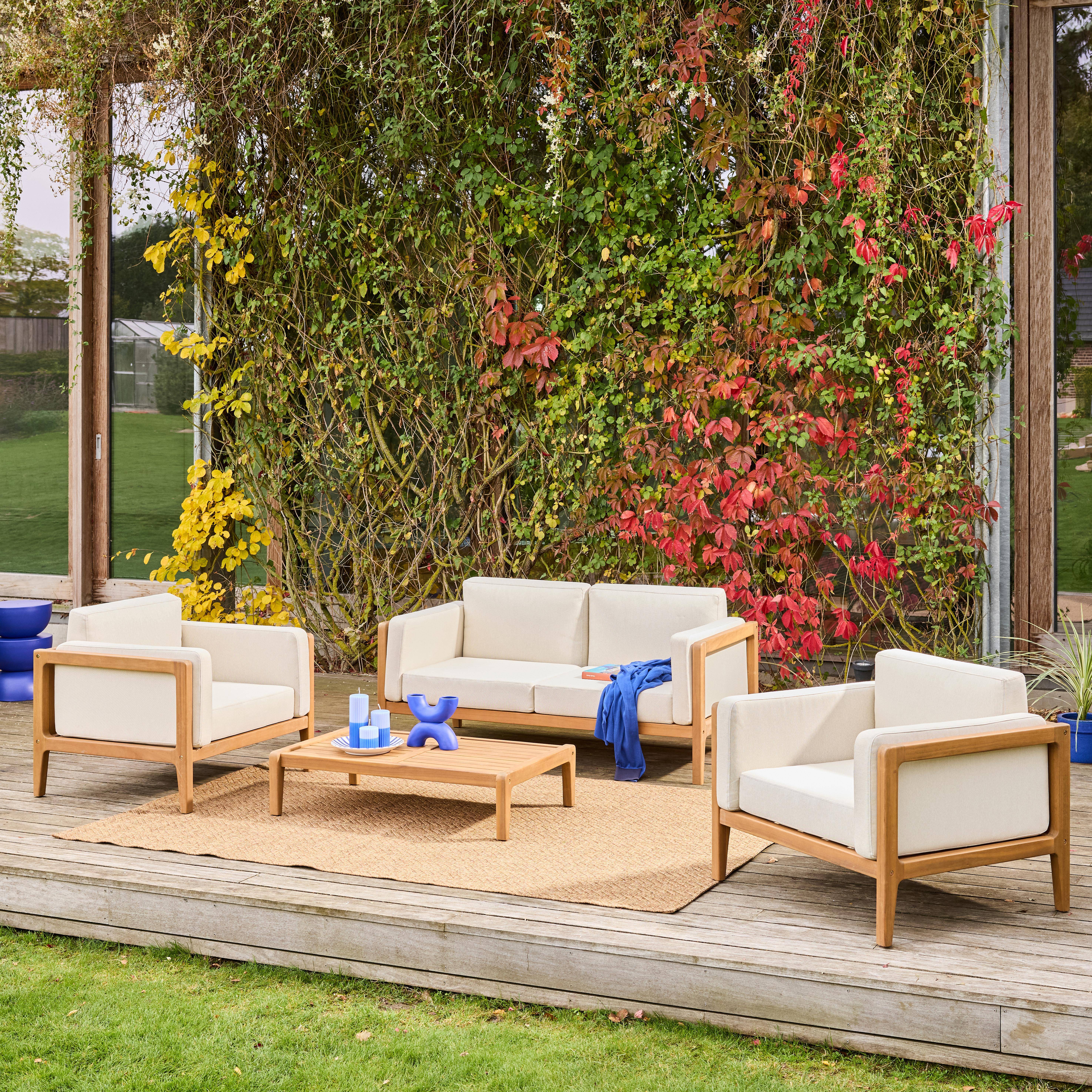 Oruni - Conjunto de jardín de madera de acacia, 4 plazas