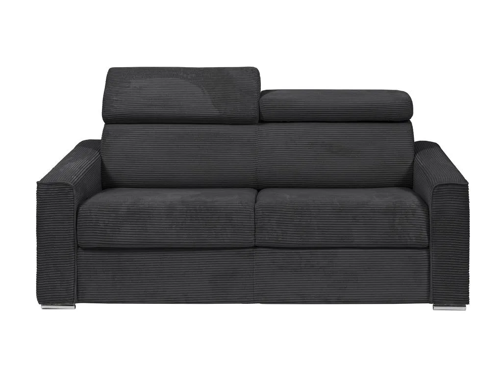 Sofá cama de 3 plazas con apertura italiana de pana gris - Somier de láminas de 140 cm - Colchón de 18 cm - Banakdecoracion FEZI36871